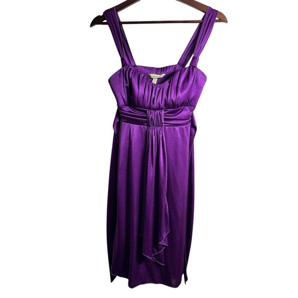 Vintage Y2K 90s Dress Women's M Satin Purple Mini Sheath Babydoll Wedding Prom